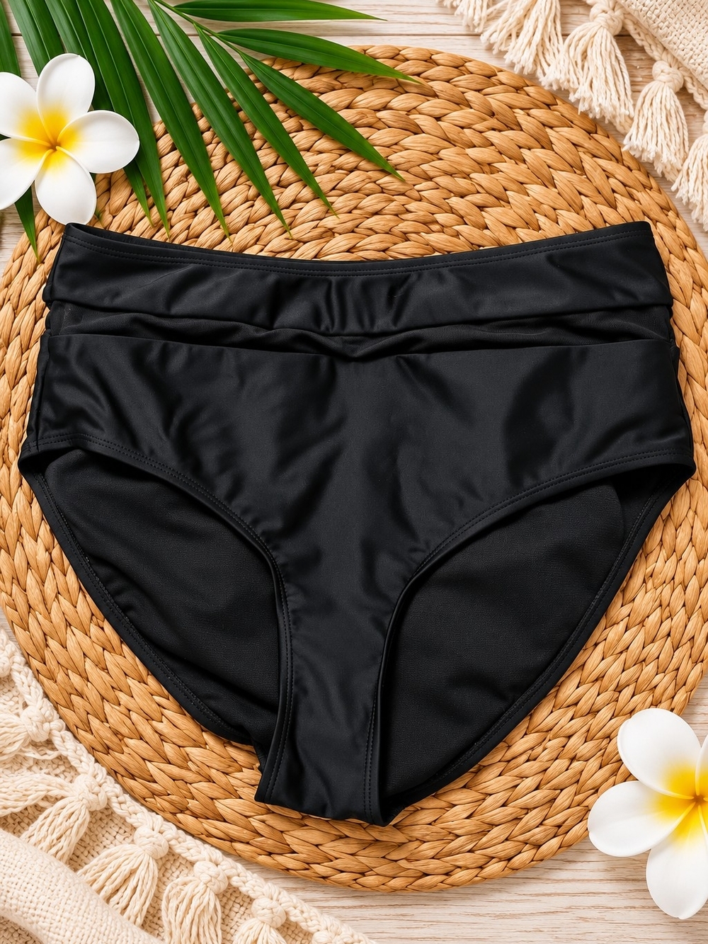 Time and Tru Black Foldover Bikini Bottom Size M